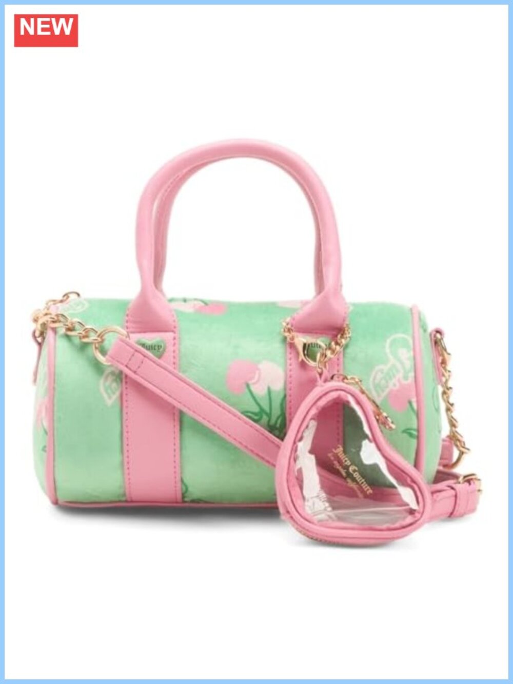 Juicy Couture Retro Cherry Mini Barrel Crossbody Satchel Faux Leather Coin Pouch